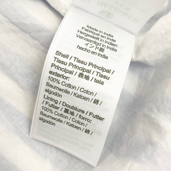 J. Crew Smocked Puff Sleeve Cotton Poplin Dress: Blue White Stripe Nautical - Picture 14 of 14